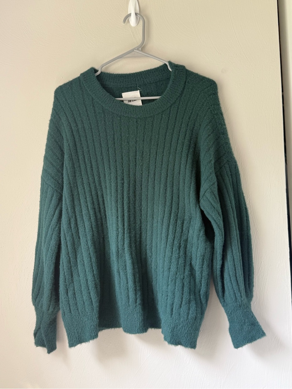 Aerie Cozy Forest Green Ribbed Crewneck Sweater - Women